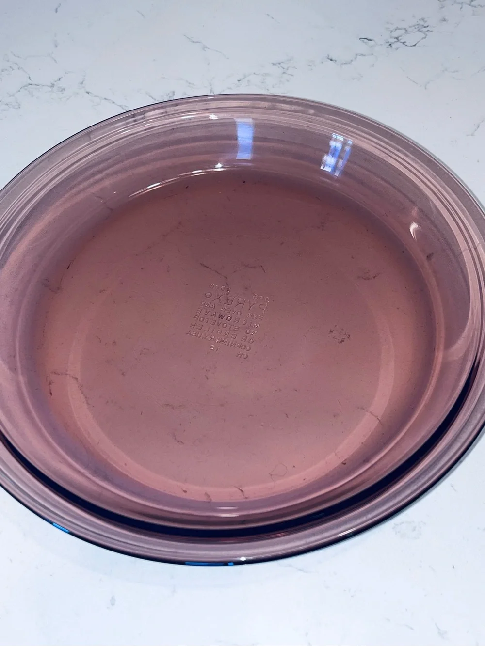vintage 70’s Pyrex cranberry glass 9-inch pie plate, model #209